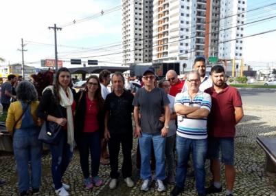 Metalúrgicos na greve geral em Criciúma. Mais de 500 pessoas participaram do ato