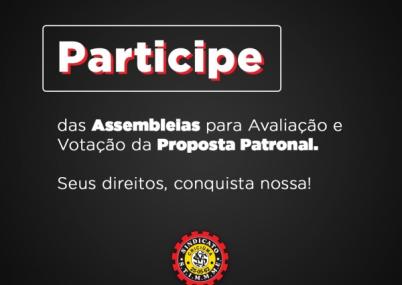 Assembleias Sindimetal e Simec nesta semana, 18 e 19 de agosto