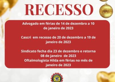 Recesso de fim de ano do Sindicato e prestadores de serviços